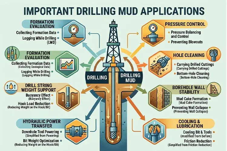 Wellbore wall stabilized by drilling mud hydrostatic pressure